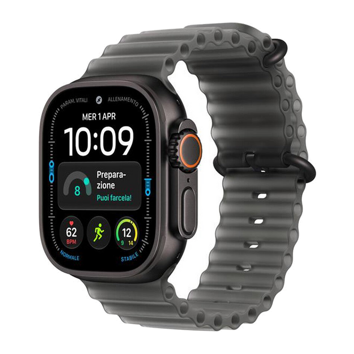 Apple Watch Ultra 4 GPS + Cellular 49mm Titanio-Ocean Band Nero traslucido