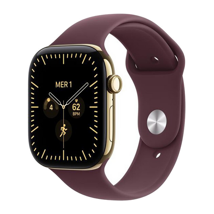 Apple Watch Series 12 GPS + Cellular 46mm Titanio Oro-Sport Band Borgogna - S/M