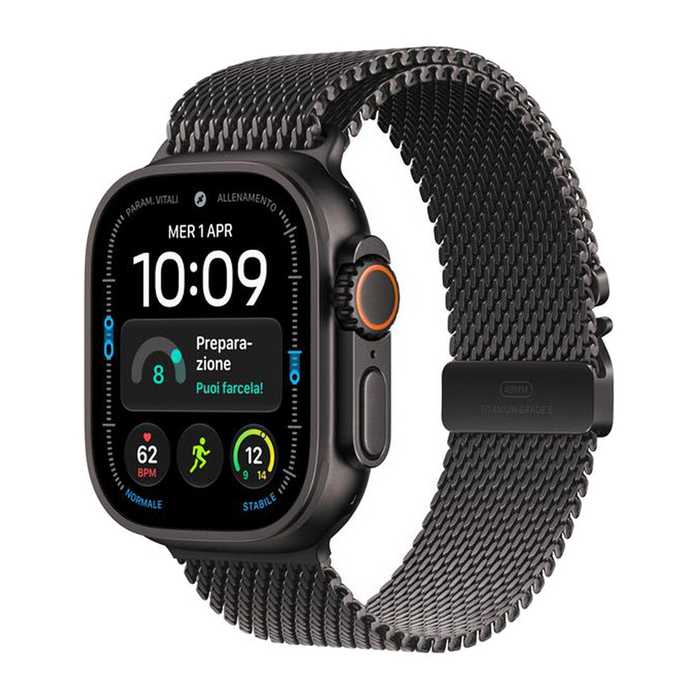 Apple Watch Ultra 4 GPS + Cellular 49mm Titanio-Loop milanese Nero - Large