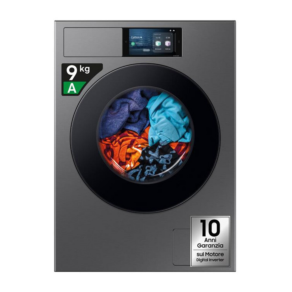 Samsung Lavatrice WF90F09C4SU3 9KG Classe A-Dark Silver Steel - oblò Nero