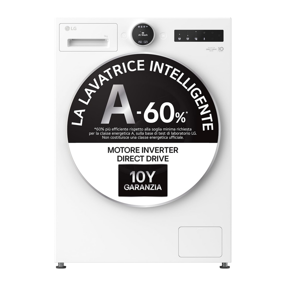 LG - Lavatrice AI DD F4X9009TWCE 9 Kg Classe A