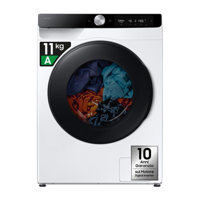 Samsung Lavasciuga 11/6 Kg WD11DG6B85BKU3 Classe A-bianca con oblò e display nero