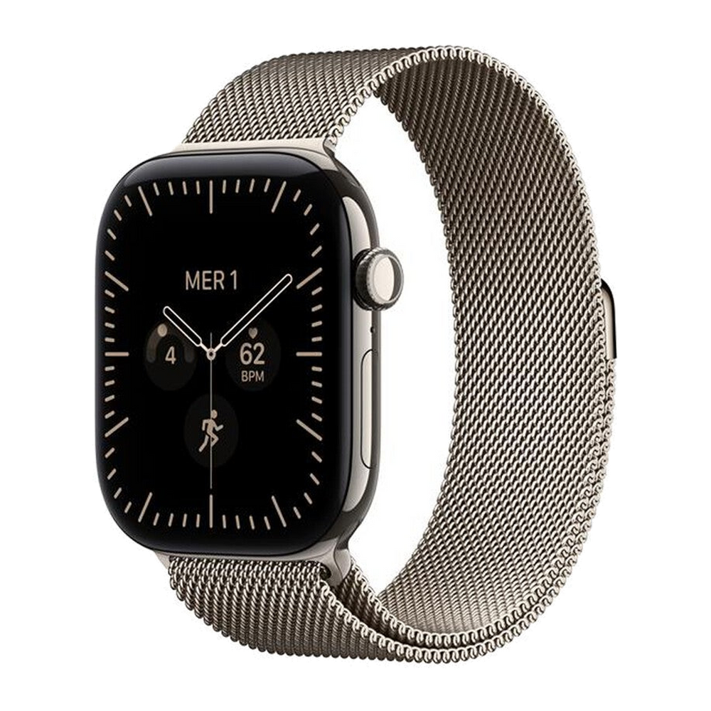 Apple Watch Series 12 GPS + Cellular 46mm Titanio-Loop milanese Naturale - S/M