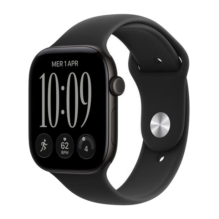 Apple Watch Series 12 GPS 46mm Alluminio Nero-Sport Band Nero - S/M