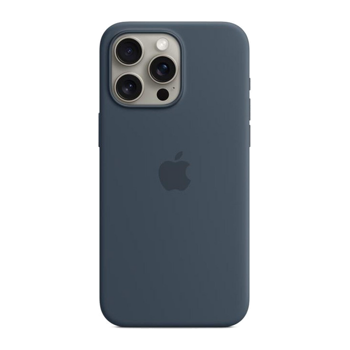 Apple Custodia MagSafe silicone iPhone 15 Pro Max-Blu tempesta